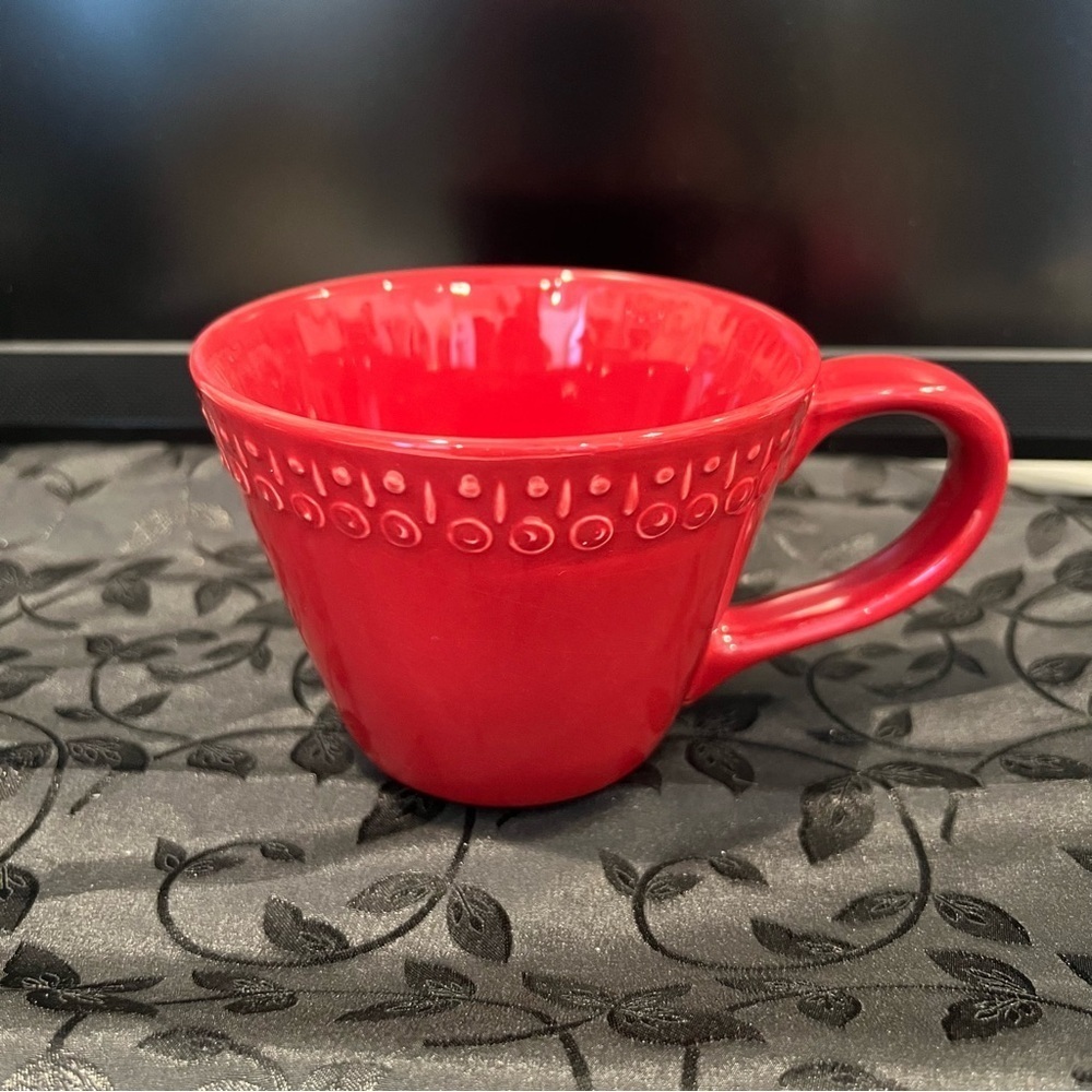 Starbucks Coffee Mug 14oz Embossed Wide Mouth Tapered Tea Cup Made In Po…